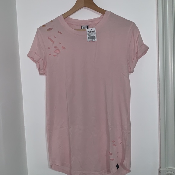Ninth Hall Dear Pink Destructed Elongated T-Shirt - Picture 3 of 4